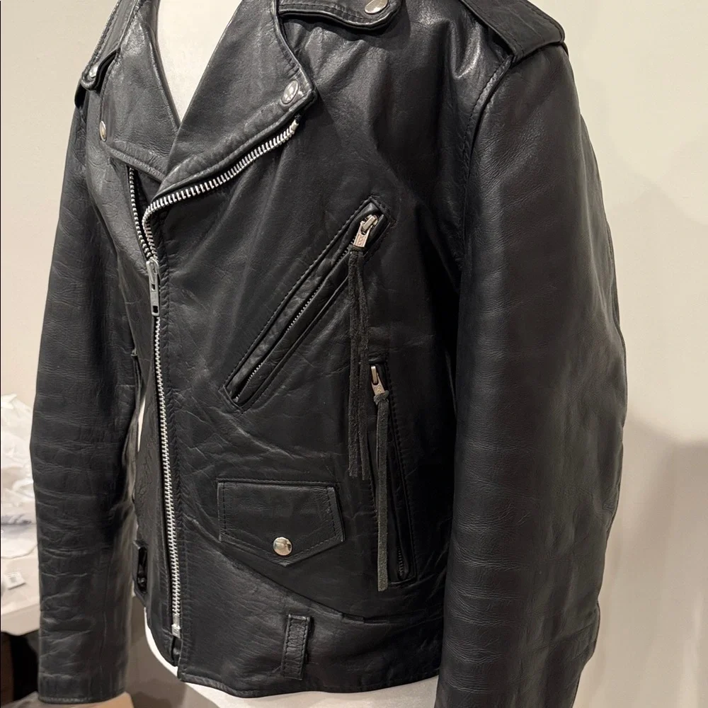Vintage Excelled Leather Motorcycle Jacket Sz 44 80s 90s Biker Moto Heavyweight